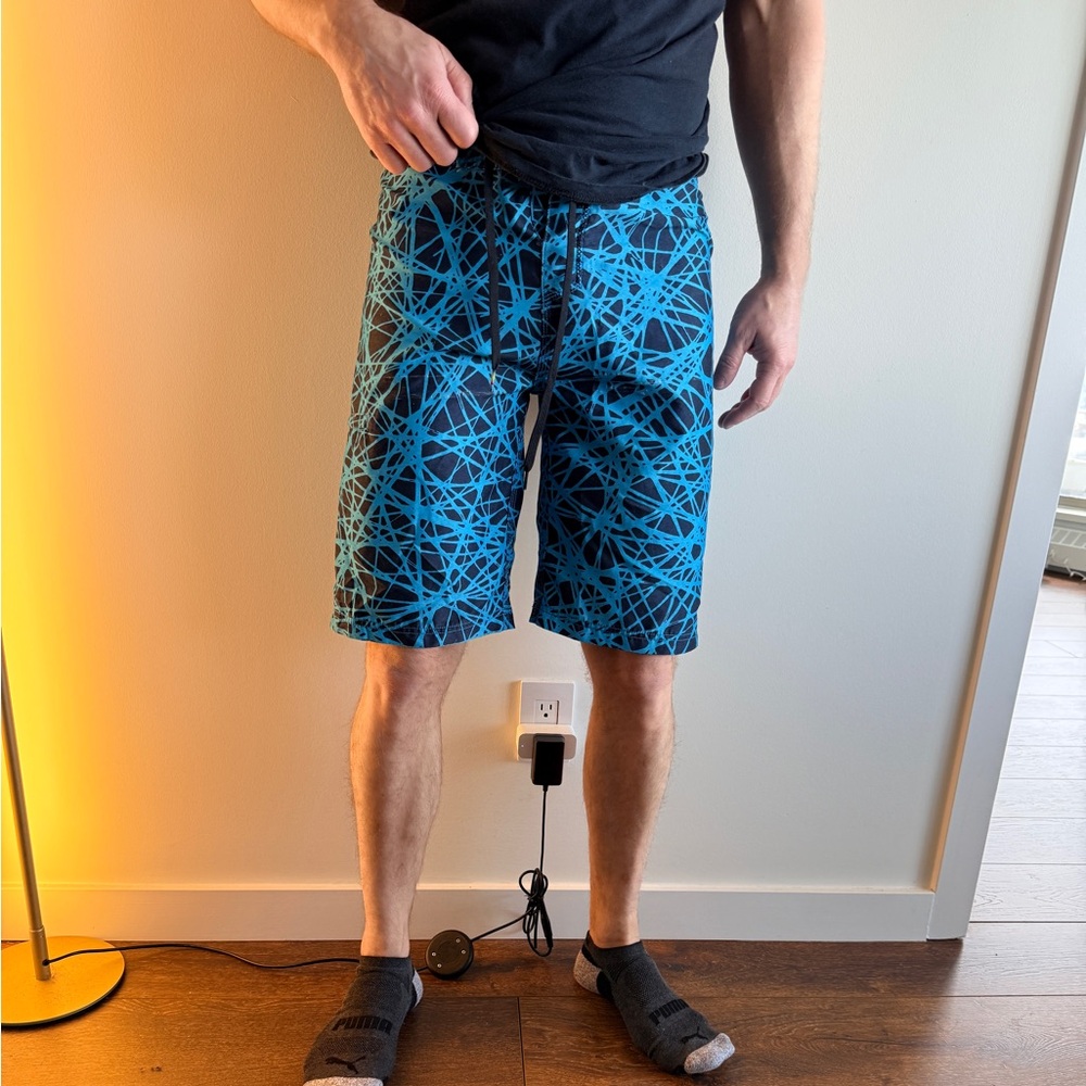 Hurley Black and Blue Board Shorts - slight wear (see pics)